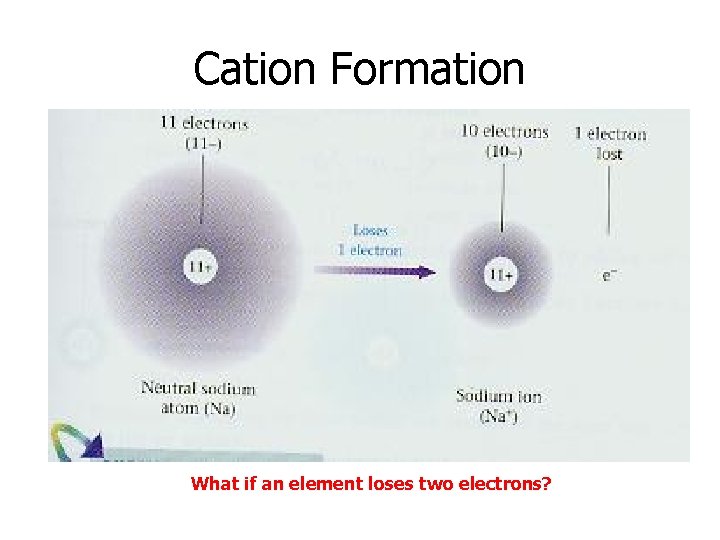 Cation Formation What if an element loses two electrons? 