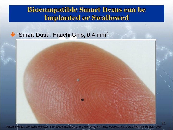 Biocompatible Smart Items can be Implanted or Swallowed ê “Smart Dust“: Hitachi Chip, 0. Biocompatible Smart Items can be Implanted or Swallowed ê “Smart Dust“: Hitachi Chip, 0.