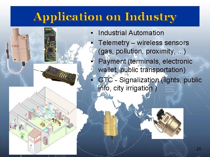 Application on Industry • Industrial Automation • Telemetry – wireless sensors (gas, pollution, proximity, Application on Industry • Industrial Automation • Telemetry – wireless sensors (gas, pollution, proximity,