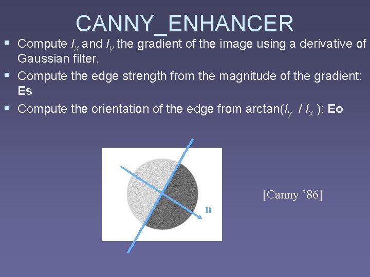 CANNY_ENHANCER § Compute Ix and Iy the gradient of the image using a derivative