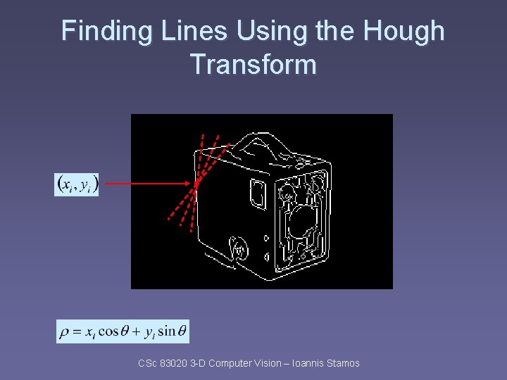 Finding Lines Using the Hough Transform CSc 83020 3 -D Computer Vision – Ioannis