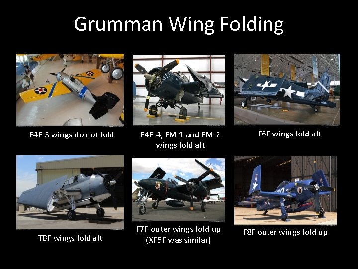 Grumman Wing Folding F 4 F-3 wings do not fold TBF wings fold aft