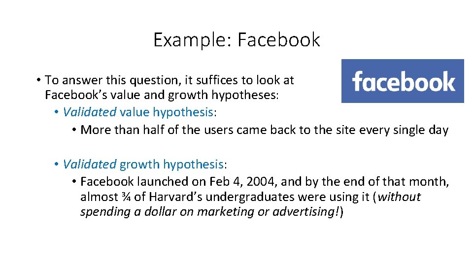 Example: Facebook • To answer this question, it suffices to look at Facebook’s value Example: Facebook • To answer this question, it suffices to look at Facebook’s value