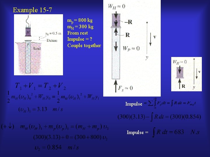 Example 15 -7 mp = 800 kg m. H = 300 kg From rest