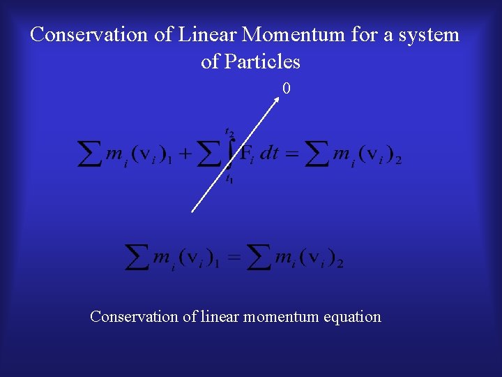 Conservation of Linear Momentum for a system of Particles 0 Conservation of linear momentum