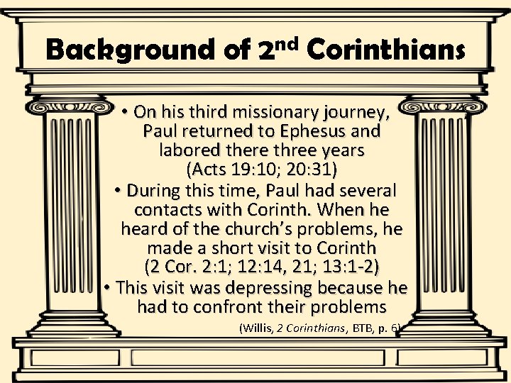 Background of 2 nd Corinthians • On his third missionary journey, Paul returned to