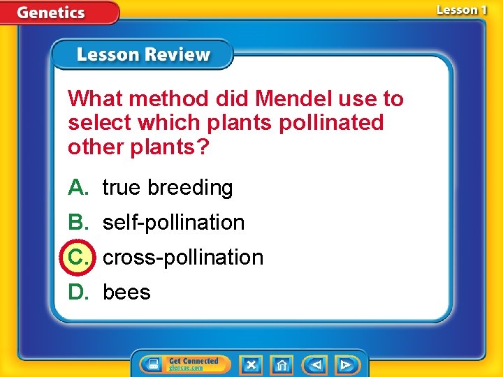 What method did Mendel use to select which plants pollinated other plants? A. true