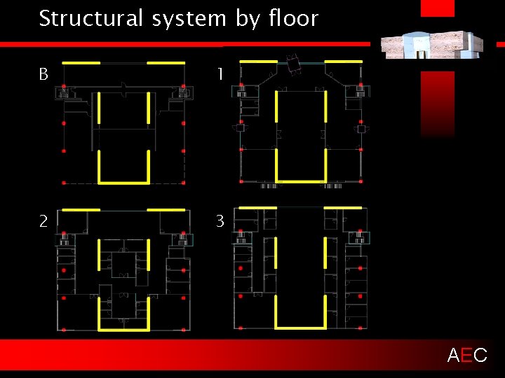 Structural system by floor B 1 2 3 AEC 