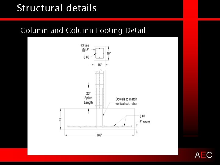 Structural details Column and Column Footing Detail: AEC 