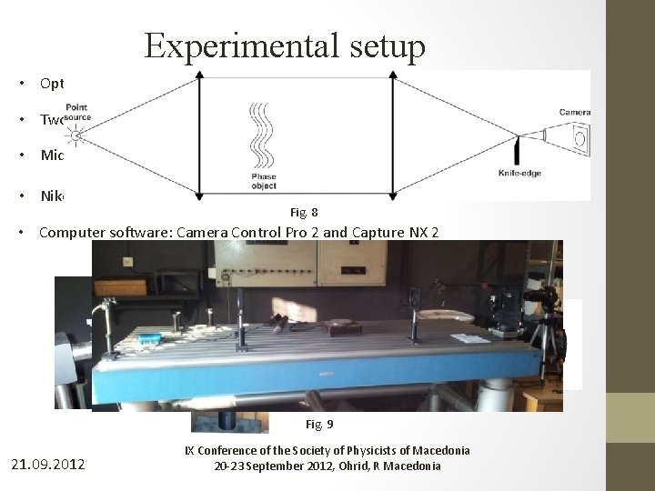 Experimental setup • Optical fiber from Oceans Optics Spectrometer as a point light source. Experimental setup • Optical fiber from Oceans Optics Spectrometer as a point light source.