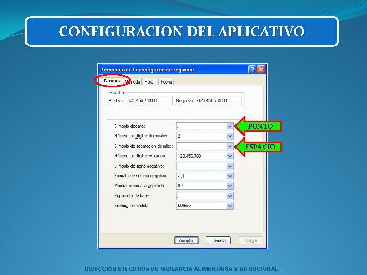 CONFIGURACION DEL APLICATIVO PUNTO ESPACIO DIRECCION EJECUTIVA DE VIGILANCIA ALIMENTARIA Y NUTRICIONAL 