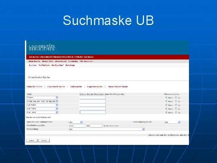 Suchmaske UB 