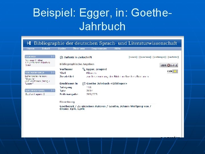 Beispiel: Egger, in: Goethe. Jahrbuch 