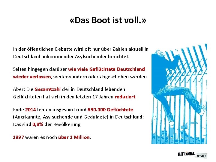  «Das Boot ist voll. » In der öffentlichen Debatte wird oft nur über