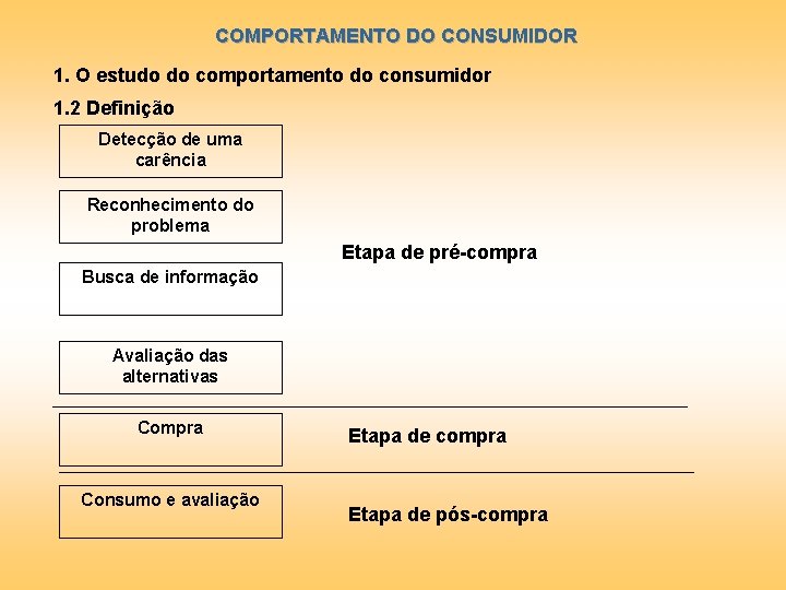 COMPORTAMENTO DO CONSUMIDOR 1. O estudo do comportamento do consumidor 1. 2 Definição Detecção