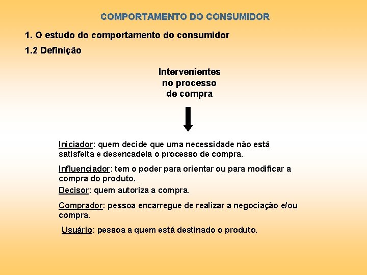 COMPORTAMENTO DO CONSUMIDOR 1. O estudo do comportamento do consumidor 1. 2 Definição Intervenientes COMPORTAMENTO DO CONSUMIDOR 1. O estudo do comportamento do consumidor 1. 2 Definição Intervenientes