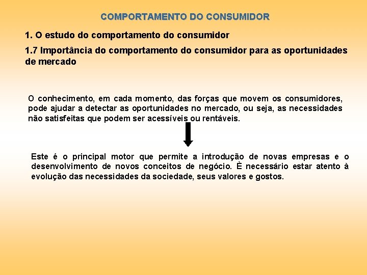 COMPORTAMENTO DO CONSUMIDOR 1. O estudo do comportamento do consumidor 1. 7 Importância do COMPORTAMENTO DO CONSUMIDOR 1. O estudo do comportamento do consumidor 1. 7 Importância do