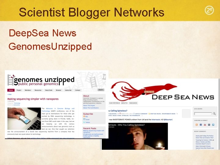 Scientist Blogger Networks Deep. Sea News Genomes. Unzipped 