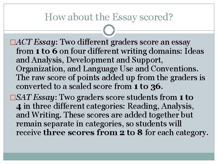 How about the Essay scored? �ACT Essay: Two different graders score an essay from