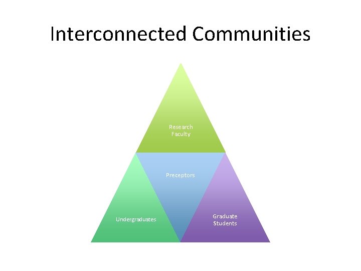 Interconnected Communities Research Faculty Preceptors Undergraduates Graduate Students 