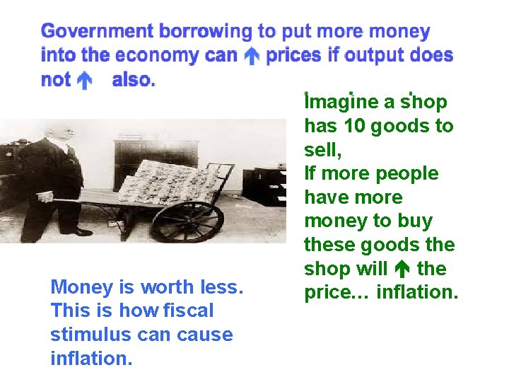 Government borrowing to put more money into the economy can prices if output does