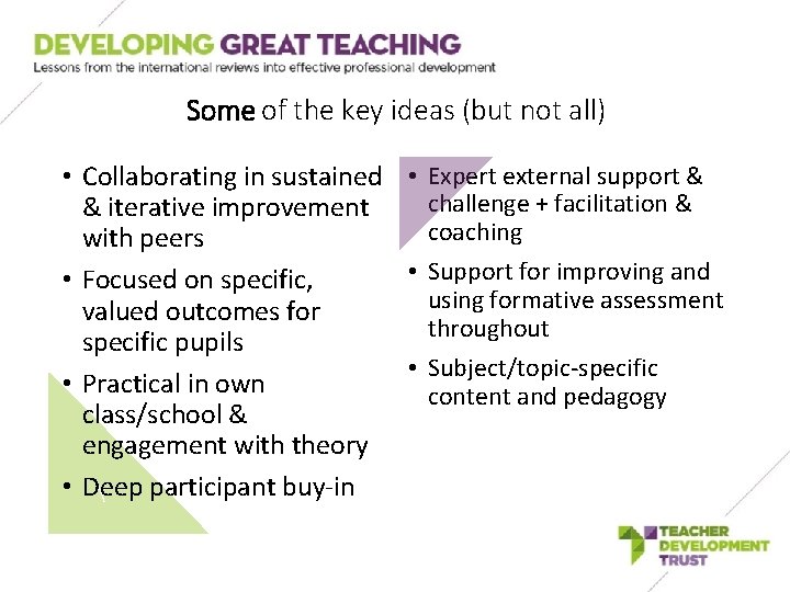 Some of the key ideas (but not all) • Collaborating in sustained • Expert Some of the key ideas (but not all) • Collaborating in sustained • Expert