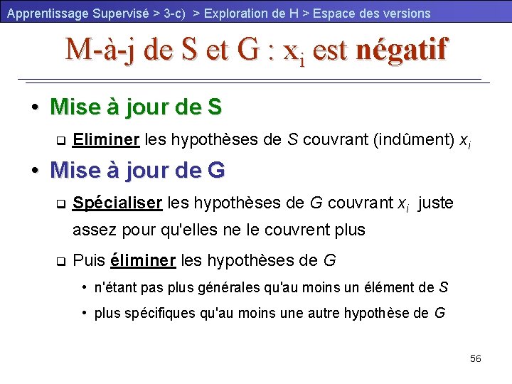 Apprentissage Supervisé > 3 -c) > Exploration de H > Espace des versions M-à-j