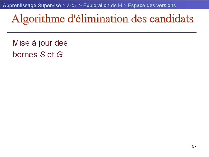 Apprentissage Supervisé > 3 -c) > Exploration de H > Espace des versions Algorithme