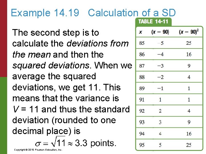 Example 14. 19 Calculation of a SD The second step is to calculate the