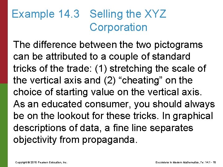 Example 14. 3 Selling the XYZ Corporation The difference between the two pictograms can
