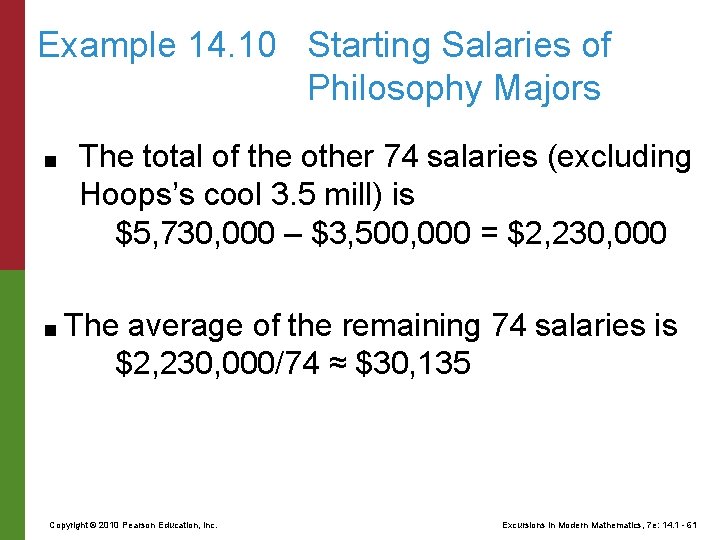 Example 14. 10 Starting Salaries of Philosophy Majors ■ The total of the other