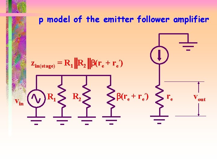 p model of the emitter follower amplifier zin(stage) = R 1 R 2 b(re