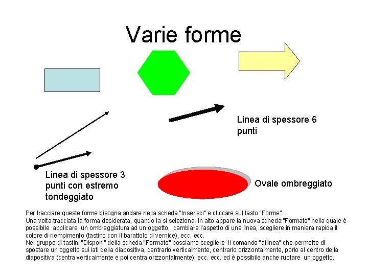 Varie forme Linea di spessore 6 punti Linea di spessore 3 punti con estremo