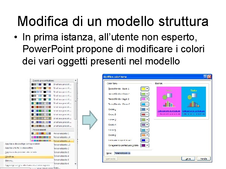 Modifica di un modello struttura • In prima istanza, all’utente non esperto, Power. Point