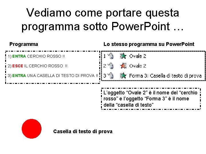 Vediamo come portare questa programma sotto Power. Point … Programma Lo stesso programma su