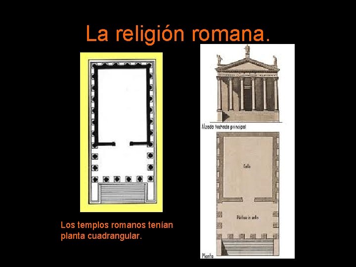 La religión romana. Los templos romanos tenían planta cuadrangular. 