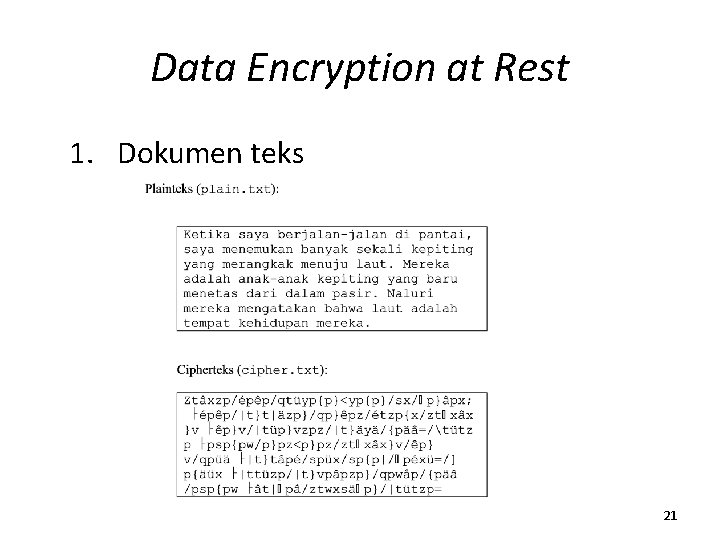 Data Encryption at Rest 1. Dokumen teks 21 