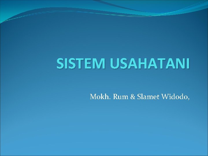 SISTEM USAHATANI Mokh. Rum & Slamet Widodo, 