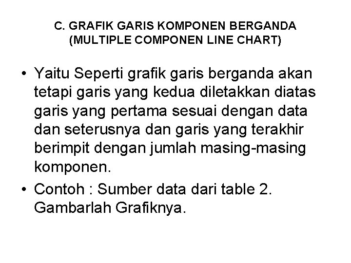 C. GRAFIK GARIS KOMPONEN BERGANDA (MULTIPLE COMPONEN LINE CHART) • Yaitu Seperti grafik garis