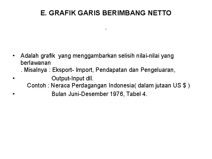 E. GRAFIK GARIS BERIMBANG NETTO . • Adalah grafik yang menggambarkan selisih nilai-nilai yang