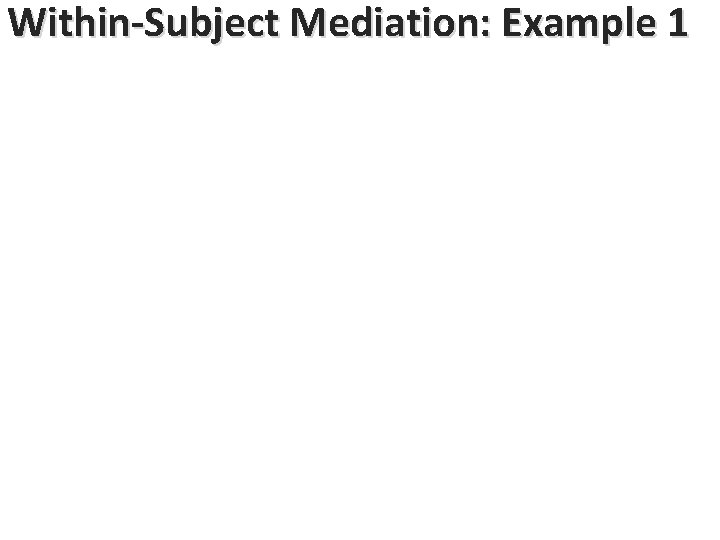 Within-Subject Mediation: Example 1 Within-Subject Mediation: Example 1