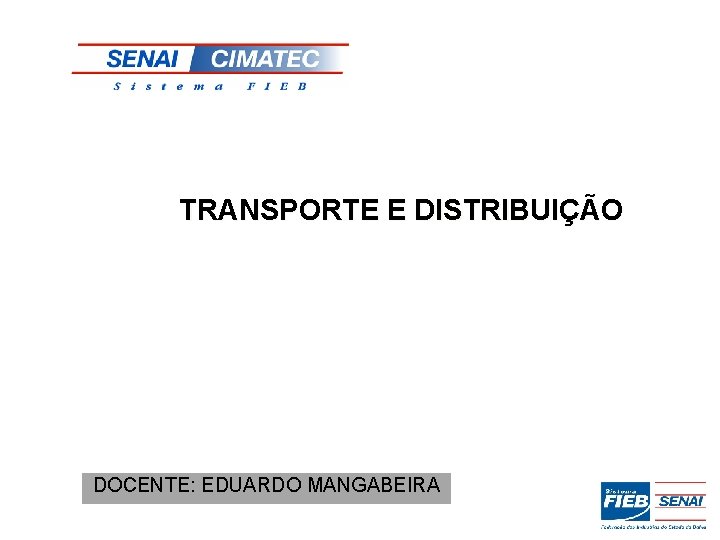 TRANSPORTE E DISTRIBUIÇÃO DOCENTE: EDUARDO MANGABEIRA 