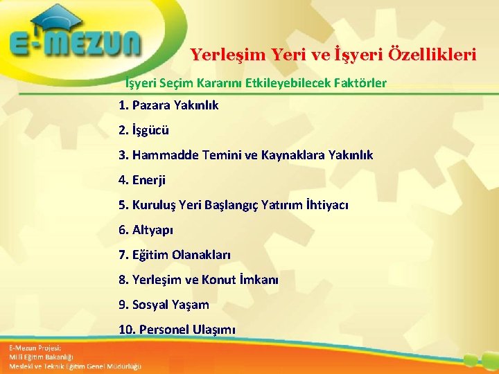 Yerleşim Yeri ve İşyeri Özellikleri İşyeri Seçim Kararını Etkileyebilecek Faktörler 1. Pazara Yakınlık 2. Yerleşim Yeri ve İşyeri Özellikleri İşyeri Seçim Kararını Etkileyebilecek Faktörler 1. Pazara Yakınlık 2.