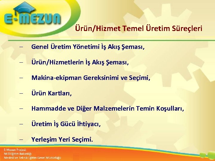 Ürün/Hizmet Temel Üretim Süreçleri – Genel Üretim Yönetimi İş Akış Şeması, – Ürün/Hizmetlerin İş