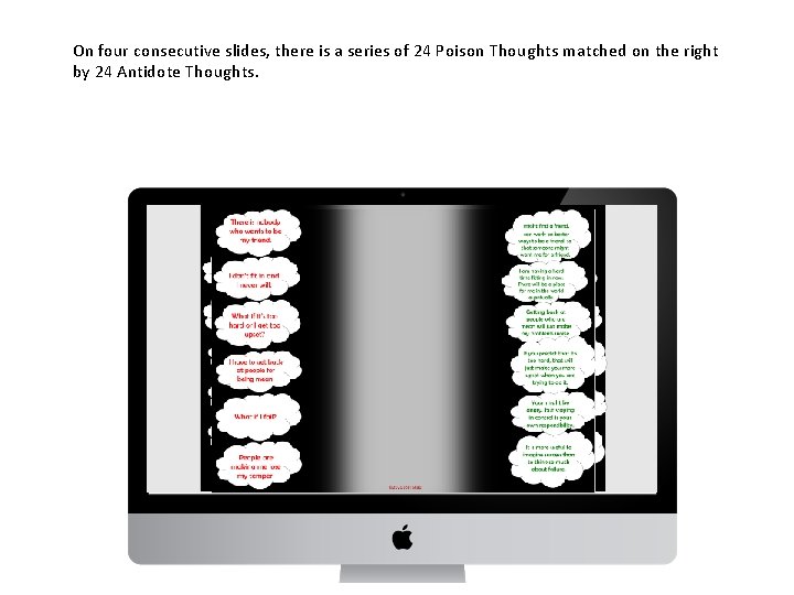 On four consecutive slides, there is a series of 24 Poison Thoughts matched on On four consecutive slides, there is a series of 24 Poison Thoughts matched on