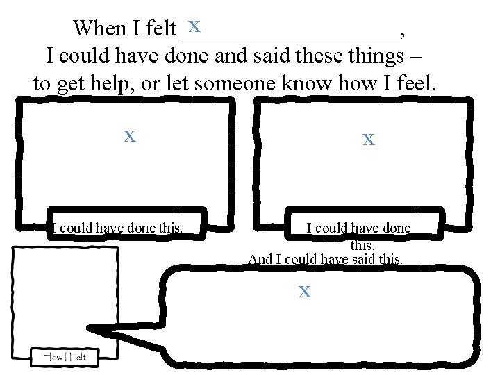 x When I felt __________, I could have done and said these things – x When I felt __________, I could have done and said these things –