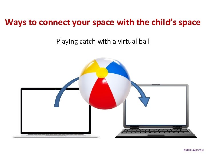 Ways to connect your space with the child’s space Playing catch with a virtual Ways to connect your space with the child’s space Playing catch with a virtual