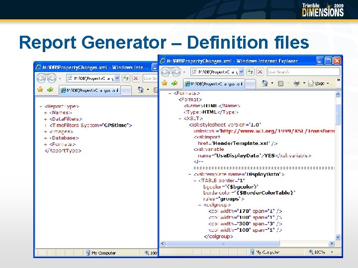 Report Generator – Definition files 