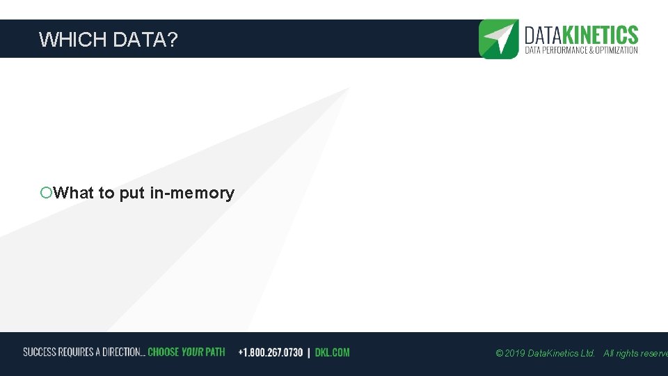 WHICH DATA? What to put in-memory © 2019 Data. Kinetics Ltd. All rights reserve