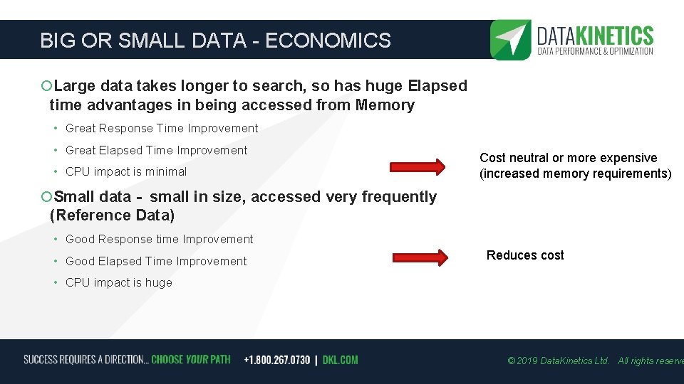 BIG OR SMALL DATA - ECONOMICS Large data takes longer to search, so has